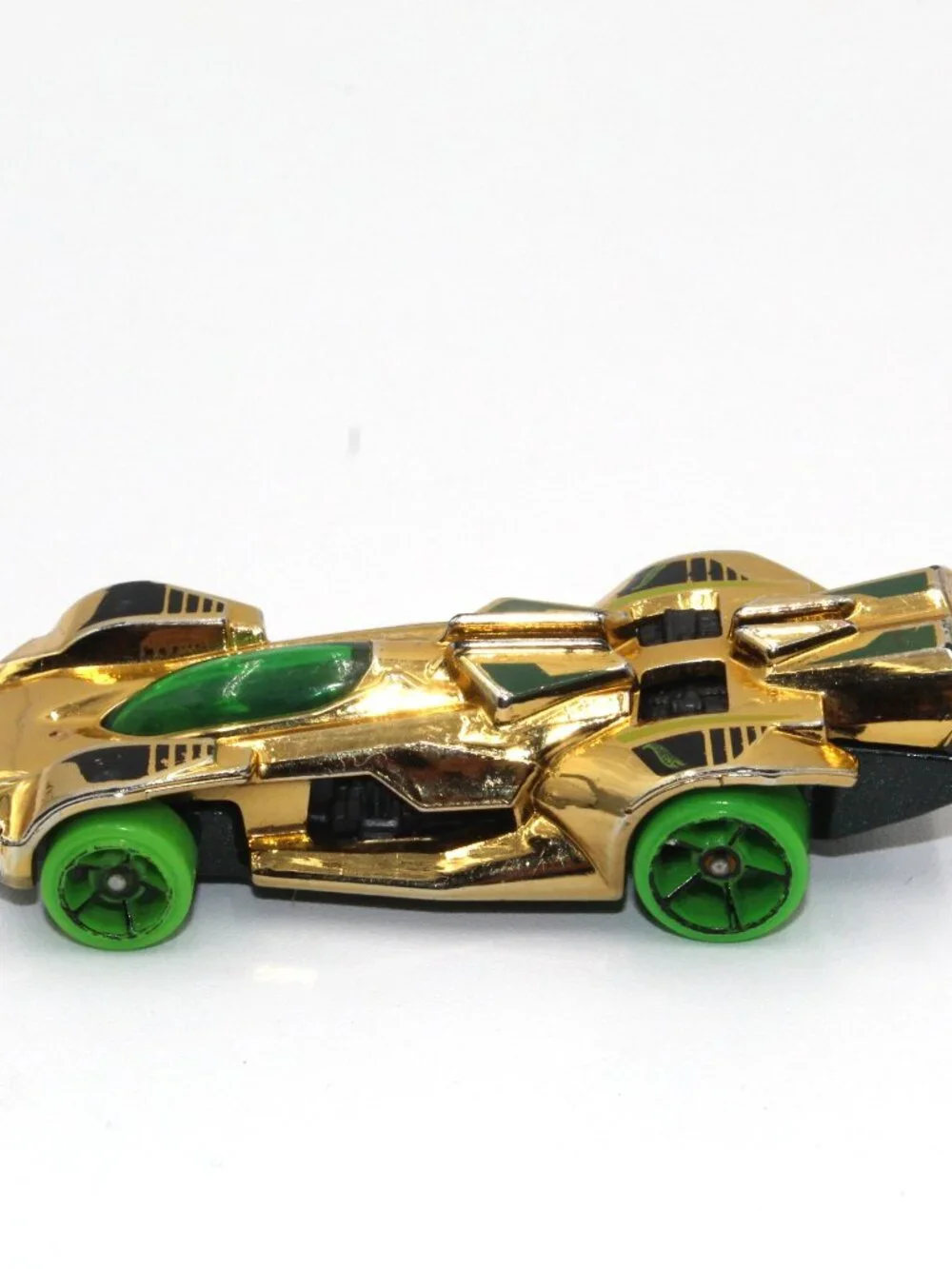 2014 Hot Wheels Rev Rod Gold Chrome & Neon Green 1:64 Die-Cast Sports Car